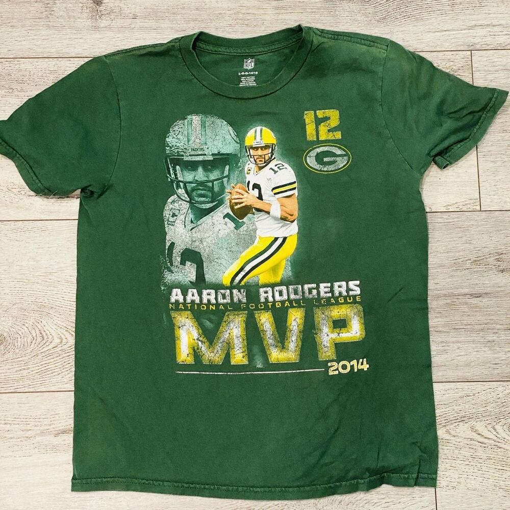 Green Bay Packers Aaron Rodgers Vtg 2014 Shirt Boys Size Large MVP NFL